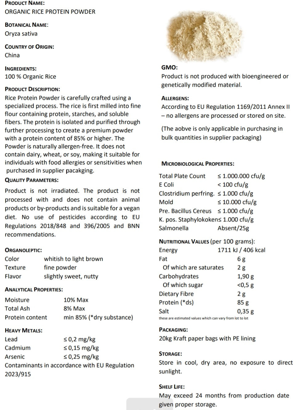Organic Rice Protein Powder