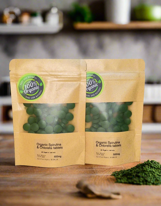 Organic Spirulina and Chlorella 120 Tablets